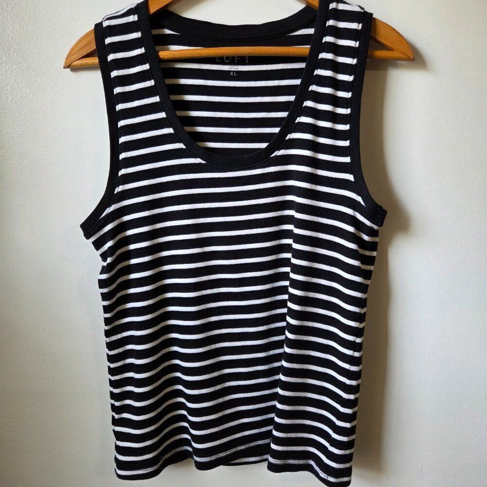 EUC LOFT RIBBED SCOOP NECK TANK TOP SIZE XL